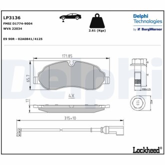 Гальмівні колодки, дискові DELPHI LP3136