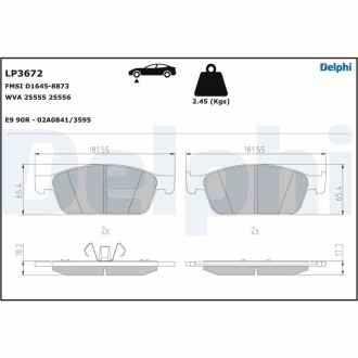 Гальмiвнi колодки дисковi DELPHI LP3672