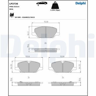 Гальмiвнi колодки дисковi DELPHI LP3736