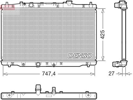 Радіатор, система охолодження двигуна DENSO DRM40054