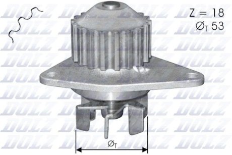 Помпа CITROEN/FIAT/PEUGEOT C3/Fiorino/Partner "1,0-1,4 "96>> DOLZ C114