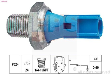 Датчик давления масла FORD MONDEO,TRANSIT 2.0-2.4D 00- EPS 1800147 (фото 1)