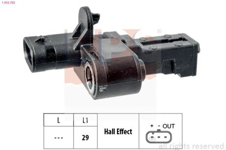 Датчик положення к/вала BMW 1 (F20/F21) 11-/PSA Berlingo 1.6VTi 09-/C4 1.6THP 08-/3008 1.6 09- EPS 1.953.792