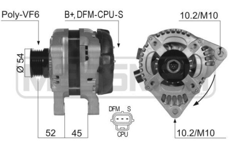 Генератор Ford Focus II 1.6 TDCI -12/Mazda 3 1.6 -09/Volvo V50 -12 ERA 210358A