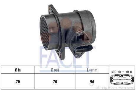Расходомер воздуха (5 конт.) FIAT MAREA/MULTIPLA/LADA 1.3-2.4D 87-10 (10.1159) FACET 101159