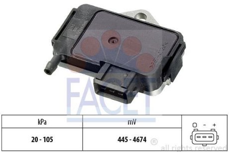 Датчик давления наддува VW Caddy 1.9 TDI 96-> (10.3015) FACET 103015 (фото 1)