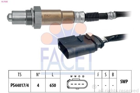 Датчик кислорода (лямбда-зонд) Skoda Fabia 1.2 (06-14) (10.7585) FACET 107585