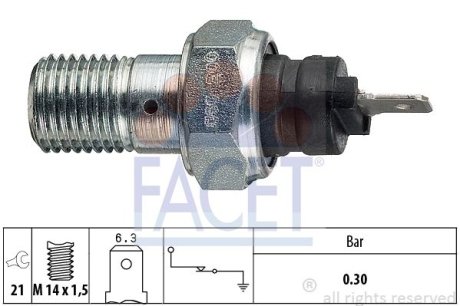 Датчик давления масла Lancia Y10 1.1 i.e. fire (156ag) (89-95) (7.0003) FACET 70003 (фото 1)