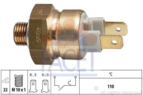 Датчик включения вентилятора 80/A6 1.6-2.3 85-98 (7.4085) FACET 74085 (фото 1)