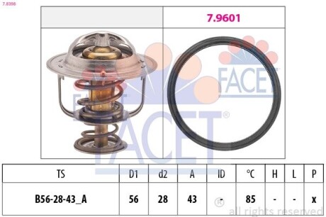 Термостат, охлаждающая жидкость FACET 78398