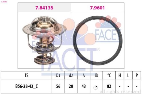 Термостат, охлаждающая жидкость FACET 7.8640