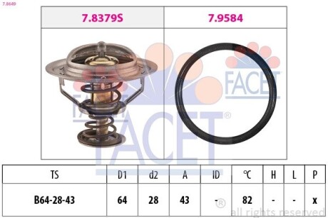 Термостат, охлаждающая жидкость FACET 7.8649