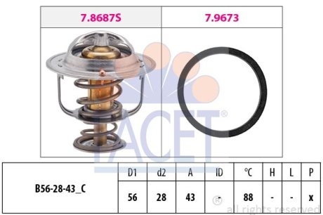 Термостат Toyota Avensis 2.0 (azt250_) (03-08) (7.8688) FACET 78688 (фото 1)