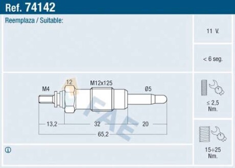 Свічка розжарення FAE 74142