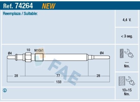 Свічка розжарення FAE 74264