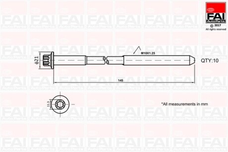 Комплект болтов головки цилидра FAI AUTOPARTS B1140