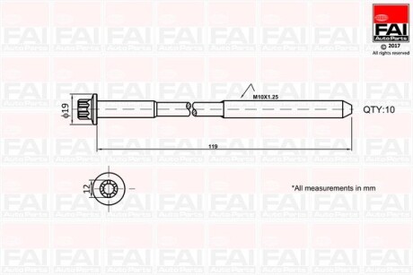 Комплект болтов головки цилидра FAI AUTOPARTS B1321