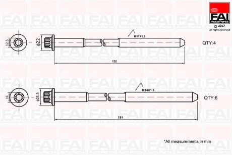 Комплект болтов головки цилидра FAI AUTOPARTS B1625