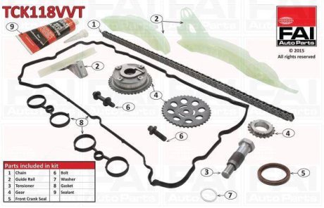 Комплект ланцюга ГРМ FAI AUTOPARTS TCK118VVT