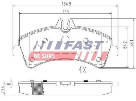 Колодки гальмівні дискові задні комплект VW Crafter 06-16; MERCEDES-BENZ Sprinter 906 06-18 FAST FT29023