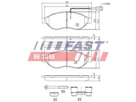 Колодки тормозные перед Fiat Ducato (06-) с датчиком FAST FT29130