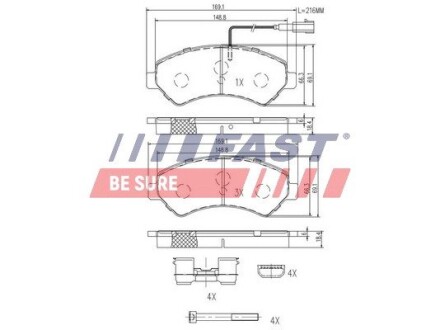 Колодки гальмівні дискові передні FIAT Ducato 06-14; PEUGEOT Boxer 06-14; CITROEN Jumper 06-14, Jumper 14- FAST FT29152