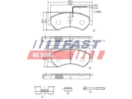 Колодки гальмівні дискові передні комплект FIAT Ducato 06-14, Ducato 14-; PEUGEOT Boxer 06-14, Boxer 14-; CITROEN Jumper 06-14, Jumper 14- FAST FT29158 (фото 1)