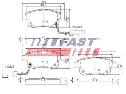 Колодки Гальмівні FORD Transit 06- зад 2-Датчики FAST FT29523