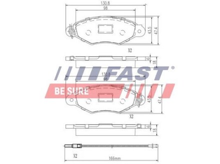 Гальмівні колодки дискові перед. PSA 206/306/Xsara/Renault Kangoo 05.93- FAST FT29532