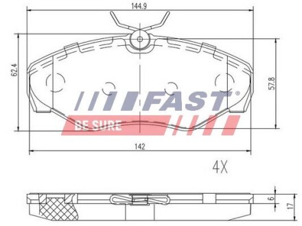 Колодки тормозные перед. Renault Trafic (01-) FAST FT29542