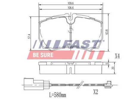 Колодки гальмівні дискові задні FORD Transit 06-14 FAST FT29544