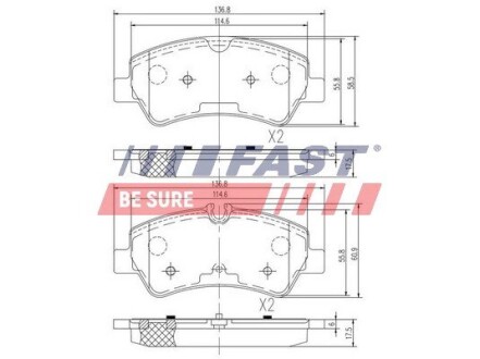 Колодки гальмівні дискові задні FORD Transit 14-, Transit Custom 12- FAST FT29545