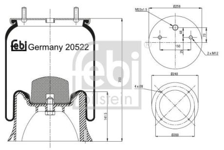 Кожух пневматической рессоры FEBI BILSTEIN 20522 (фото 1)