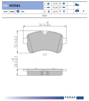 Колодки гальмівні дискові (комплект 4 шт) FOMAR FO 925581