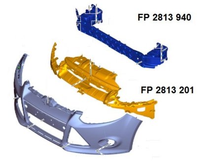 Підсилювач переднього бампера верхній FORD Focus III 11-18 FPS FP 2813 201