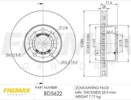 Диск тормозной FREMAX BD-5622