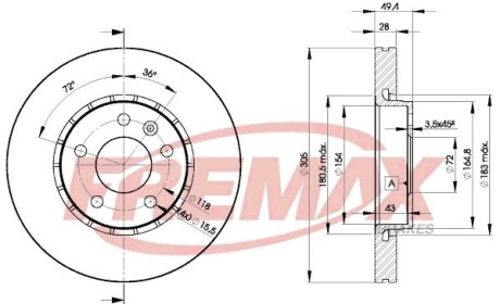 Диск тормозной FREMAX BD-6845