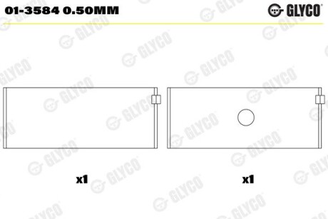 Вкладиші шатунні на 1 шатун GLYCO 01-3584 0.50MM