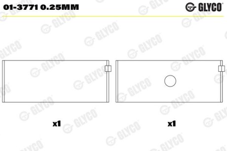 Вкладиші шатунні (4,5,6) MB OM601/OM602/OM603 GLYCO 01-3771 0.25MM (фото 1)