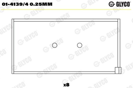 Пiдшипник шатуна (к-кт) GLYCO 01-4139/4 0.25MM