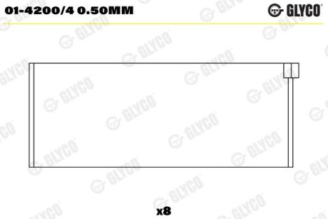 Пiдшипник шатуна (к-кт) GLYCO 01-4200/4 0.50MM