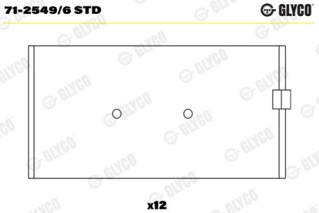 КМП вкладишів шатуна GLYCO 71-2549/6 STD