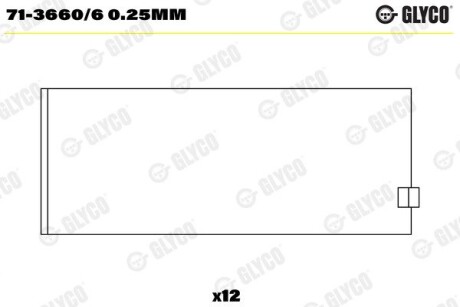 Вкладиші шатунні 0.25 GLYCO 71-3660/6 0.25MM