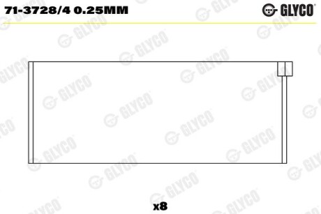 Комплект вкладишів двигуна GLYCO 71-3728/4 0.25MM