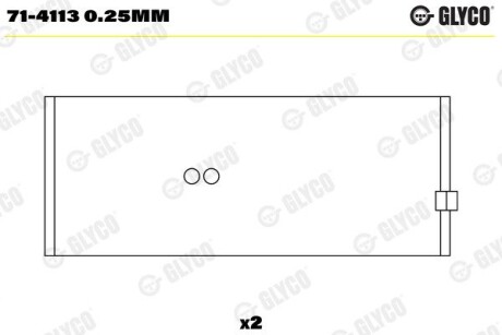 Вкладиші шатунні (1 шия). RVI MIDR 06.35.40 GLYCO 71-4113 0.25MM (фото 1)