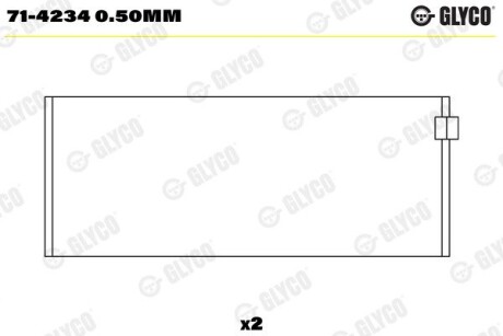 Вкладыш шатунный GLYCO 71-4234 0.50MM