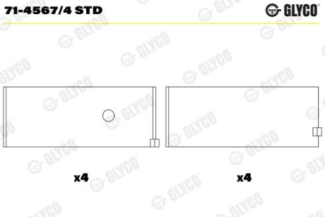 Шатунный подшипник GLYCO 71-4567/4 STD