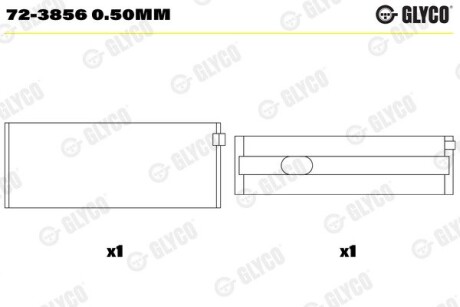 Пiдшипник шатуна (к-кт) GLYCO 72-3856 0.50MM