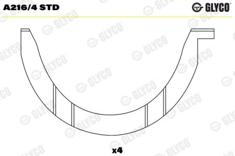 Напівкільця колінчастого вала GLYCO A216/4 STD (фото 1)