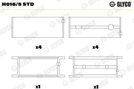 Подшипник коленвала GLYCO H016/5 STD